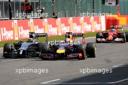 Sebastian Vettel (GER), Red Bull Racing and Kevin Magnussen (DEN), McLaren F1  24.08.2014. Formula 1 World Championship, Rd 12, Belgian Grand Prix, Spa Francorchamps, Belgium, Race Day.