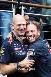 (L to R): Adrian Newey (GBR) Red Bull Racing Chief Technical Officer and Christian Horner (GBR) Red Bull Racing Team Principal take part in the ALS ice bucket challenge. 23.08.2014. Formula 1 World Championship, Rd 12, Belgian Grand Prix, Spa Francorchamps, Belgium, Qualifying Day.