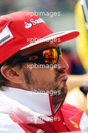 Fernando Alonso (ESP) Ferrari on the drivers parade. 24.08.2014. Formula 1 World Championship, Rd 12, Belgian Grand Prix, Spa Francorchamps, Belgium, Race Day.