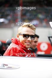 Max Chilton (GBR) Marussia F1 Team on the drivers parade. 24.08.2014. Formula 1 World Championship, Rd 12, Belgian Grand Prix, Spa Francorchamps, Belgium, Race Day.