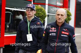 (L to R): Max Verstappen (NLD) Scuderia Toro Rosso with Franz Tost (AUT) Scuderia Toro Rosso Team Principal. 21.08.2014. Formula 1 World Championship, Rd 12, Belgian Grand Prix, Spa Francorchamps, Belgium, Preparation Day.