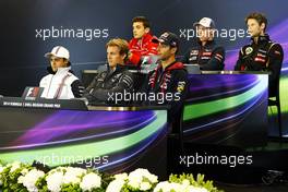 The FIA Press Conference (from back row (L to R)): Jules Bianchi (FRA) Marussia F1 Team; Daniil Kvyat (RUS) Scuderia Toro Rosso; Romain Grosjean (FRA) Lotus F1 Team; Felipe Massa (BRA) Williams; Nico Rosberg (GER) Mercedes AMG F1; Daniel Ricciardo (AUS) Red Bull Racing.  21.08.2014. Formula 1 World Championship, Rd 12, Belgian Grand Prix, Spa Francorchamps, Belgium, Preparation Day.