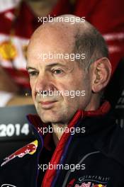 Adrian Newey (GBR) Red Bull Racing Chief Technical Officer in the FIA Press Conference. 04.04.2014. Formula 1 World Championship, Rd 3, Bahrain Grand Prix, Sakhir, Bahrain, Practice Day
