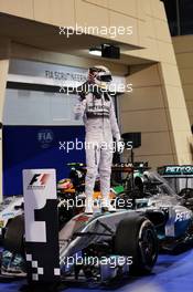Race winner Lewis Hamilton (GBR) Mercedes AMG F1 W05 celebrates in parc ferme. 06.04.2014. Formula 1 World Championship, Rd 3, Bahrain Grand Prix, Sakhir, Bahrain, Race Day.