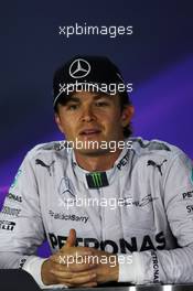Second placed Nico Rosberg (GER) Mercedes AMG F1 in the post race FIA Press Conference. 06.04.2014. Formula 1 World Championship, Rd 3, Bahrain Grand Prix, Sakhir, Bahrain, Race Day.