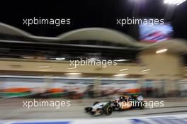 Sergio Perez (MEX) Sahara Force India F1 VJM07 in the pits. 05.04.2014. Formula 1 World Championship, Rd 3, Bahrain Grand Prix, Sakhir, Bahrain, Qualifying Day.