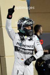 Nico Rosberg (GER) Mercedes AMG F1 celebrates his pole position in parc ferme. 05.04.2014. Formula 1 World Championship, Rd 3, Bahrain Grand Prix, Sakhir, Bahrain, Qualifying Day.