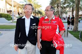 (L to R): Luca di Montezemolo (ITA) Ferrari President with Luca Colajanni (ITA) Marussia F1 Team Partnership Director. 06.04.2014. Formula 1 World Championship, Rd 3, Bahrain Grand Prix, Sakhir, Bahrain, Race Day.