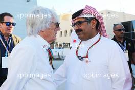 Bernie Ecclestone (GBR) with Muhammed Al Khalifa (BRN) Bahrain Circuit Chairman. 06.04.2014. Formula 1 World Championship, Rd 3, Bahrain Grand Prix, Sakhir, Bahrain, Race Day.
