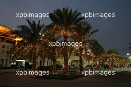 The paddock at night. 03.04.2014. Formula 1 World Championship, Rd 3, Bahrain Grand Prix, Sakhir, Bahrain, Preparation Day.