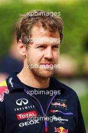 Sebastian Vettel (GER) Red Bull Racing. 03.04.2014. Formula 1 World Championship, Rd 3, Bahrain Grand Prix, Sakhir, Bahrain, Preparation Day.