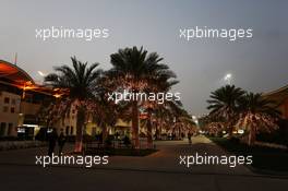 The paddock at night. 03.04.2014. Formula 1 World Championship, Rd 3, Bahrain Grand Prix, Sakhir, Bahrain, Preparation Day.