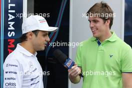 (L to R): Felipe Massa (BRA) Williams interviewed by Luiz Razia (BRA). 06.11.2014. Formula 1 World Championship, Rd 18, Brazilian Grand Prix, Sao Paulo, Brazil, Preparation Day.