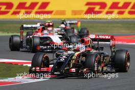 Romain Grosjean (FRA) Lotus F1 E22. 06.07.2014. Formula 1 World Championship, Rd 9, British Grand Prix, Silverstone, England, Race Day.