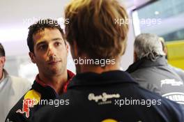 (L to R): Daniel Ricciardo (AUS) Red Bull Racing with team mate Sebastian Vettel (GER) Red Bull Racing. 05.07.2014. Formula 1 World Championship, Rd 9, British Grand Prix, Silverstone, England, Qualifying Day.