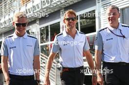 (L to R): Kevin Magnussen (DEN) McLaren with Jenson Button (GBR) McLaren and Dave Redding (GBR) McLaren Sporting Director. 25.07.2014. Formula 1 World Championship, Rd 11, Hungarian Grand Prix, Budapest, Hungary, Practice Day.