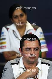 Eric Boullier (FRA) McLaren Racing Director in the FIA Press Conference. 25.07.2014. Formula 1 World Championship, Rd 11, Hungarian Grand Prix, Budapest, Hungary, Practice Day.