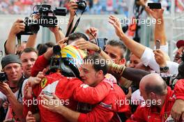 Fernando Alonso (ESP) Ferrari celebrates his second position in parc ferme. 27.07.2014. Formula 1 World Championship, Rd 11, Hungarian Grand Prix, Budapest, Hungary, Race Day.