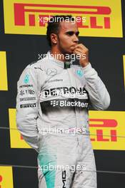 Lewis Hamilton (GBR) Mercedes AMG F1 on the podium. 27.07.2014. Formula 1 World Championship, Rd 11, Hungarian Grand Prix, Budapest, Hungary, Race Day.