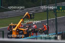 Romain Grosjean (FRA) Lotus F1 E22 crashed out of the race. 27.07.2014. Formula 1 World Championship, Rd 11, Hungarian Grand Prix, Budapest, Hungary, Race Day.