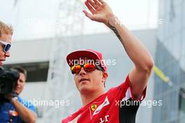 Kimi Raikkonen (FIN) Ferrari on the drivers parade. 27.07.2014. Formula 1 World Championship, Rd 11, Hungarian Grand Prix, Budapest, Hungary, Race Day.