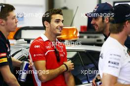Jules Bianchi (FRA) Marussia F1 Team and Jean-Eric Vergne (FRA) Scuderia Toro Rosso on the drivers parade. 27.07.2014. Formula 1 World Championship, Rd 11, Hungarian Grand Prix, Budapest, Hungary, Race Day.