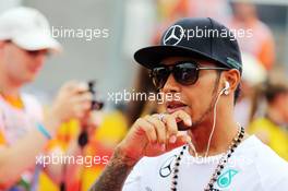Lewis Hamilton (GBR) Mercedes AMG F1 on the drivers parade. 27.07.2014. Formula 1 World Championship, Rd 11, Hungarian Grand Prix, Budapest, Hungary, Race Day.