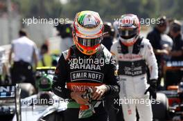 Sergio Perez (MEX) Sahara Force India F1 in parc ferme. 06.09.2014. Formula 1 World Championship, Rd 13, Italian Grand Prix, Monza, Italy, Qualifying Day.