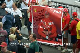 A banner for Michael Schumacher (GER). 04.09.2014. Formula 1 World Championship, Rd 13, Italian Grand Prix, Monza, Italy, Preparation Day.