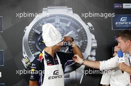 Casio Edifice Launch at RedBull Engery Station, Daniel Ricciardo (AUS) Red Bull Racing. 04.09.2014. Formula 1 World Championship, Rd 13, Italian Grand Prix, Monza, Italy, Preparation Day.
