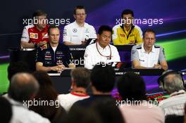 (L to R): Pat Fry (GBR) Ferrari Deputy Technical Director and Head of Race Engineering; Andy Cowell (GBR) Mercedes-Benz High Performance Powertrains Managing Director; Remi Taffin (FRA) Renault Sport F1 Head of Track Operations; Paul Monaghan (GBR) Red Bull Racing Chief Engineer; Yasuhisa Arai (JPN) Honda Motorsport Chief Officer; Jonathan Neale (GBR) McLaren Chief Operating Officer. 03.10.2014. Formula 1 World Championship, Rd 15, Japanese Grand Prix, Suzuka, Japan, Practice Day.