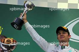 Nico Rosberg (GER) Mercedes AMG F1 celebrates his second position on the podium. 05.10.2014. Formula 1 World Championship, Rd 15, Japanese Grand Prix, Suzuka, Japan, Race Day.