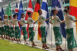 Grid girls. 30.03.2014. Formula 1 World Championship, Rd 2, Malaysian Grand Prix, Sepang, Malaysia, Sunday.