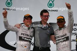 1st place Lewis Hamilton (GBR) Mercedes AMG F1 2nd place Nico Rosberg (GER) Mercedes AMG F1.  30.03.2014. Formula 1 World Championship, Rd 2, Malaysian Grand Prix, Sepang, Malaysia, Sunday.