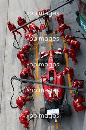 Fernando Alonso (ESP) Ferrari F14-T pit stop. 30.03.2014. Formula 1 World Championship, Rd 2, Malaysian Grand Prix, Sepang, Malaysia, Sunday.