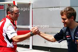 (L to R): Stefano Domenicali (ITA) Ferrari General Director with Sebastian Vettel (GER) Red Bull Racing. 30.03.2014. Formula 1 World Championship, Rd 2, Malaysian Grand Prix, Sepang, Malaysia, Sunday.