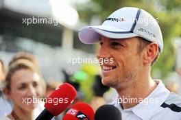 Jenson Button (GBR) McLaren with the media. 27.03.2014. Formula 1 World Championship, Rd 2, Malaysian Grand Prix, Sepang, Malaysia, Thursday.