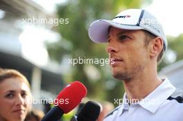Jenson Button (GBR) McLaren with the media. 27.03.2014. Formula 1 World Championship, Rd 2, Malaysian Grand Prix, Sepang, Malaysia, Thursday.