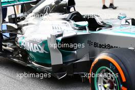 Mercedes AMG F1 W05 sidepod detail. 27.03.2014. Formula 1 World Championship, Rd 2, Malaysian Grand Prix, Sepang, Malaysia, Thursday.