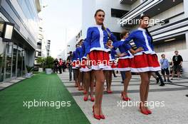 Grid girls. 12.10.2014. Formula 1 World Championship, Rd 16, Russian Grand Prix, Sochi Autodrom, Sochi, Russia, Race Day.