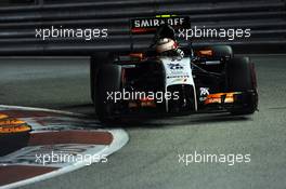 Sergio Perez (MEX) Sahara Force India F1 VJM07. 20.09.2014. Formula 1 World Championship, Rd 14, Singapore Grand Prix, Singapore, Singapore, Qualifying Day.