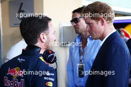 Christian Horner (GBR) Red Bull Racing Team Principal with HRH Prince Harry (GBR). 23.11.2014. Formula 1 World Championship, Rd 19, Abu Dhabi Grand Prix, Yas Marina Circuit, Abu Dhabi, Race Day.