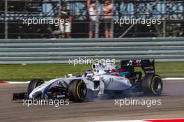 Valtteri Bottas (FIN) Williams FW36 locks up under braking. 31.10.2014. Formula 1 World Championship, Rd 17, United States Grand Prix, Austin, Texas, USA, Practice Day.