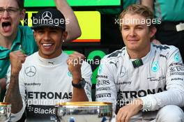 1st place Lewis Hamilton (GBR) Mercedes AMG F1 with 2nd place Nico Rosberg (GER) Mercedes AMG F1 W05. 02.11.2014. Formula 1 World Championship, Rd 17, United States Grand Prix, Austin, Texas, USA, Race Day.