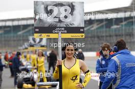 Gridgirl of Jake Dennis (GBR) Carlin Dallara F312 – Volkswagen 20.04.2014. FIA F3 European Championship 2014, Round 1, Race 3, Silverstone, England