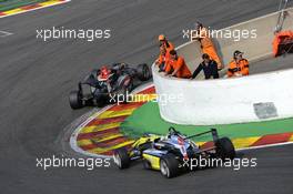 Esteban Ocon (FRA) Prema Powerteam Dallara F312 Mercedes and Gustavo Menezes (USA)  VAN AMERSFOORT RACING Dallara F312 Volkswagen 22.06.2014. FIA F3 European Championship 2014, Round 5, Race 2, Spa-Francorchamps