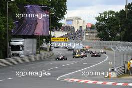 start race 3, Max Verstappen (NED) VAN AMERSFOORT RACING Dallara F312 Volkswagen, Roy Nissany (ISR) KFZTEILE24 MÜCKE MOTORSPORT Dallara F312 Mercedes 29.06.2014. FIA F3 European Championship 2014, Round 6, Race 3, Norisring, Nürnberg