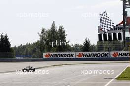 Checkered Flag for Esteban Ocon (FRA) Prema Powerteam Dallara F312 – Mercedes 13.07.2014. FIA F3 European Championship 2014, Round 7, Race 2, Moscow Raceway, Moscow, Russia