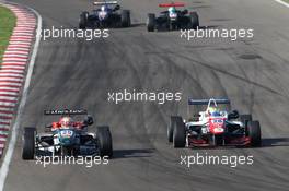 Antonio Fuoco (ITA) Prema Powerteam Dallara F312 – Mercedes and Jake Dennis (GBR) Carlin Dallara F312 – Volkswagen 12.10.2014. FIA F3 European Championship 2014, Round 10, Race 2, Imola
