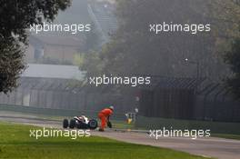 Crash of Antonio Giovinazzi (ITA) Jagonya Ayam with Carlin Dallara F312 – Volkswagen 12.10.2014. FIA F3 European Championship 2014, Round 10, Race 3, Imola